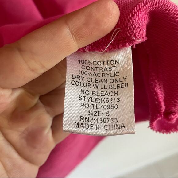 Umgee Pink Dress with Colorful Crochet Sleeves Terry Cloth Dress - Picture 5 of 7